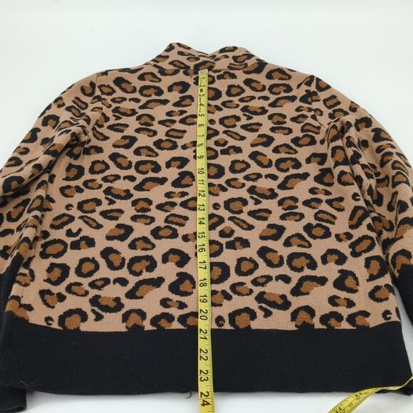 Rachel Zoe Leopard Mock Neck Zip-Up Long Sleeve Cardigan Sweater Size XS - Picture 5 of 5
